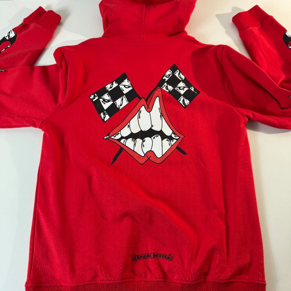 Chrome Hearts Matty Boys Hoodie Men's Size Medium Red/Black Lips Sweater NEW